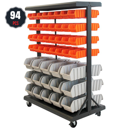 Trinity Dual-Sided Bin Rack – Heavy-Duty Storage Organizer with Removable Bins