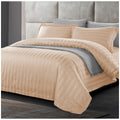 Ramesses 1200 Thread Count Cotton Sateen Stripe King Quilt Cover Set Coffee