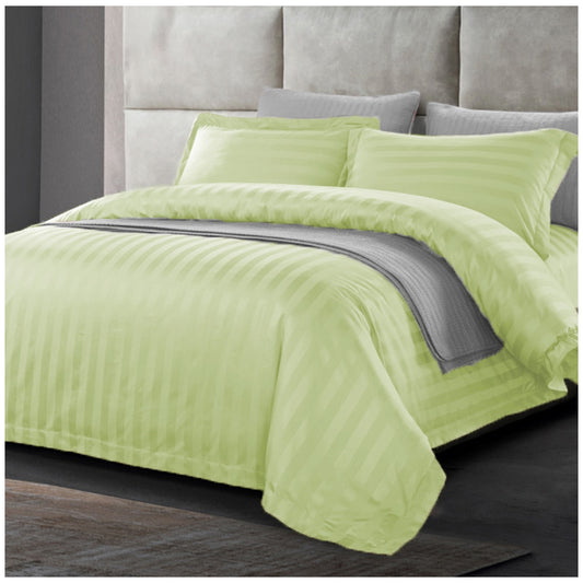 Ramesses 1200 Thread Count Cotton Sateen Stripe King Quilt Cover Set Mint - Auzzistore