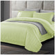 Ramesses 1200 Thread Count Cotton Sateen Stripe King Quilt Cover Set Mint