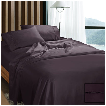 Ramesses 1100 Thread Count Cotton Sateen King Sheet Set Eggplant