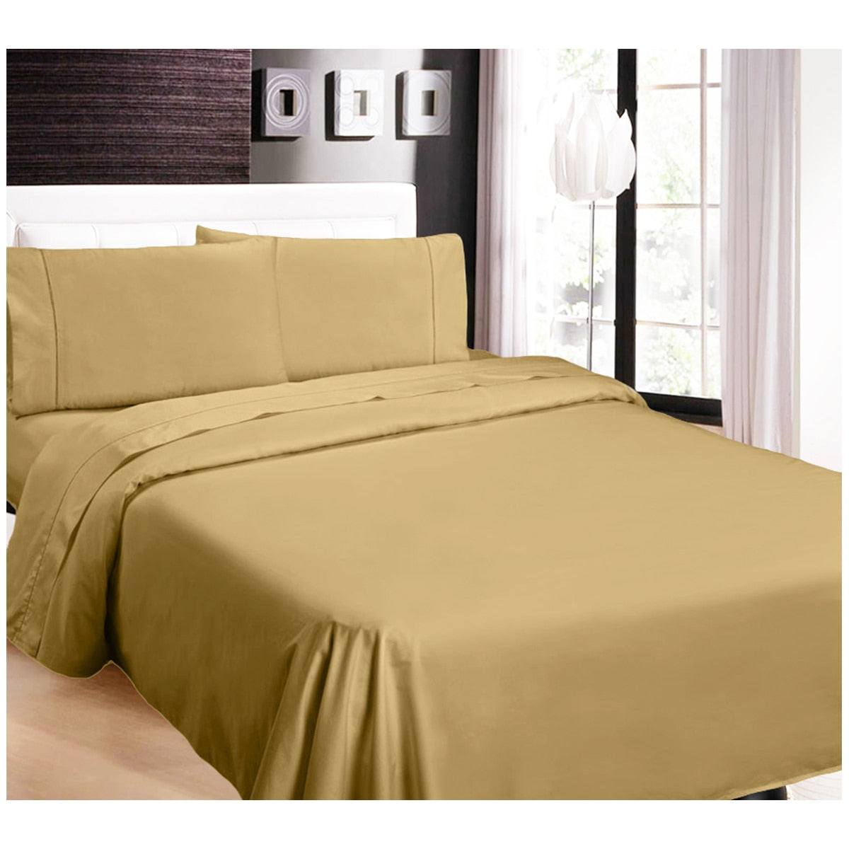 Ramesses 1100 Thread Count Cotton Sateen King Sheet Set Latte
