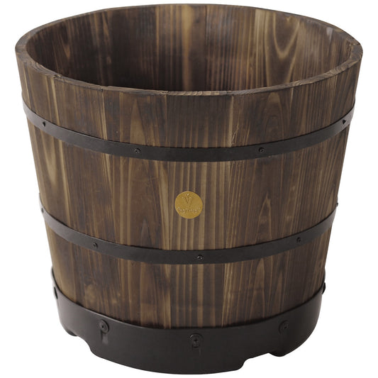 Takasho VegTrug Wooden Barrel Planter 46 x 34cm 6 Pack – view 2
