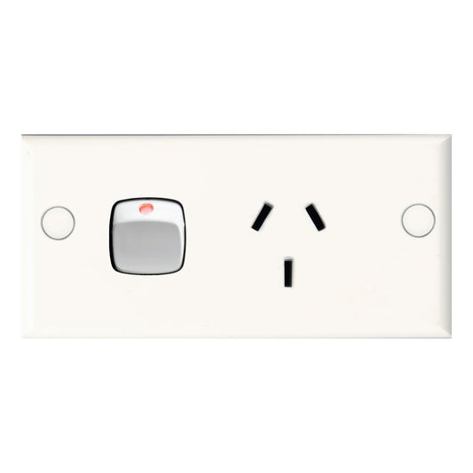 HPM Single Slimline Powerpoint - 98mm x 46mm - Plastic - Reliable - Auzzistore