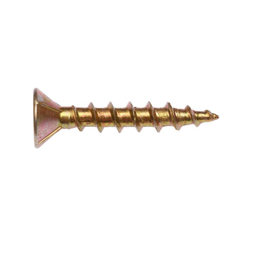 Zenith 8g x 25mm Gold Chipboard Screws - 100 Pack - Countersunk Rib Head - Durable - Auzzistore