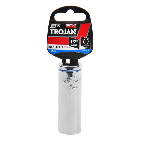 Trojan 19mm Deep Socket 1/2" Drive - Chrome Vanadium - 12-Point Design - Lifetime Warranty – view 2 - Auzzistore