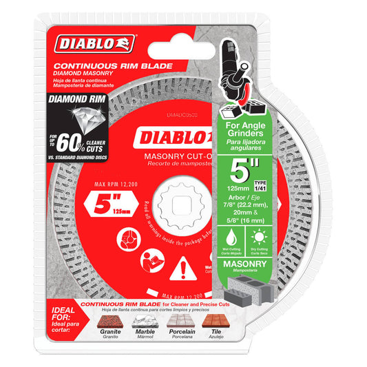 Diablo Diamond Disc 5" Continuous Rim Cut Off - 60% Smoother Cuts - 12,200 RPM - Auzzistore