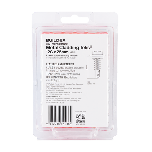 Buildex Cladding Fencing Teks Screws 12g x 25mm - 50 Pack - Self-Drilling - Corrosion-Resistant – view 2 - Auzzistore
