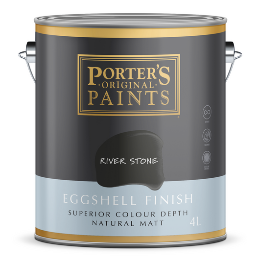 Porter S 4L River Stone Eggshell Finish Washable Paint 4L - 199mm x 191mm x 178mm - Auzzistore