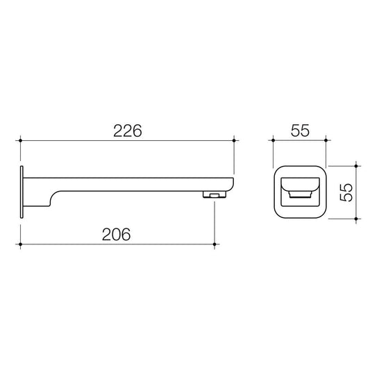 Caroma Luna Wall Basin Bath Outlet - Chrome - Lead-Free Brass - 55mm x 226mm - Efficient Water Flow – view 2