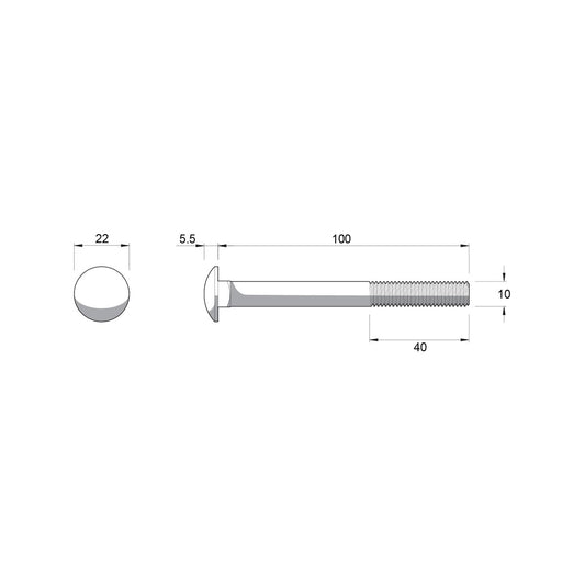 Zenith M10 x 100mm Zinc Plated Cup Head Bolt and Nut Each - Secure Fastening – view 2 - Auzzistore