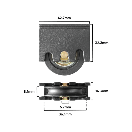 Rolltrak Adjustable Plastic Carriage - Acetal Roller - 15kg Load - Black – view 2 - Auzzistore