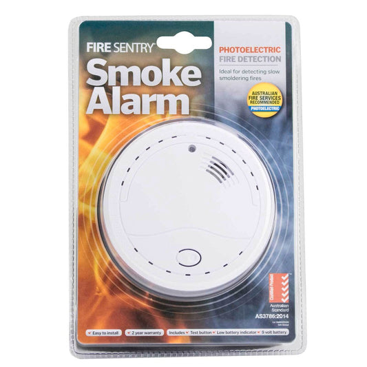 Fire Sentry Smoke Alarm - 106mm - Plastic - Battery Operated - Auzzistore