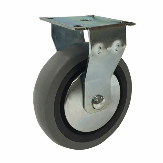 Easyroll 100mm Grey Rubber Fixed Plate Castor 55kg Load Capacity - Auzzistore