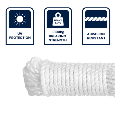 Grunt Super Silver Rope 10mm x 20m White Polypropylene Abrasion-Resistant