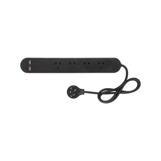 Hpm 4 Outlet Black Standard Usb Charging Powerboard