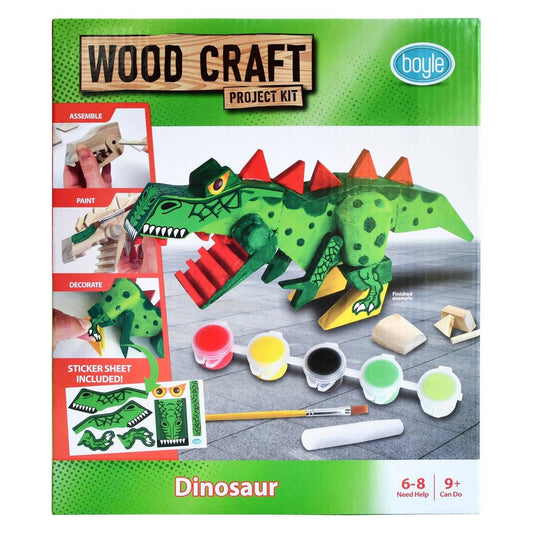 Boyle Wood Craft Project Kit Dinosaur - 1 Pack - 225mm x 100mm - DIY Assembly - Auzzistore