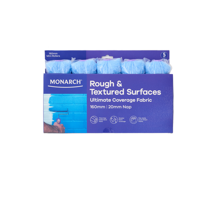 Monarch 160/20mm Nap Fabric Mini Roller 5 Pack - Ultimate Coverage for Rough Surfaces