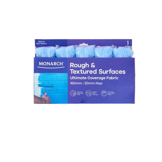 Monarch 160/20mm Nap Fabric Mini Roller 5 Pack - Ultimate Coverage for Rough Surfaces