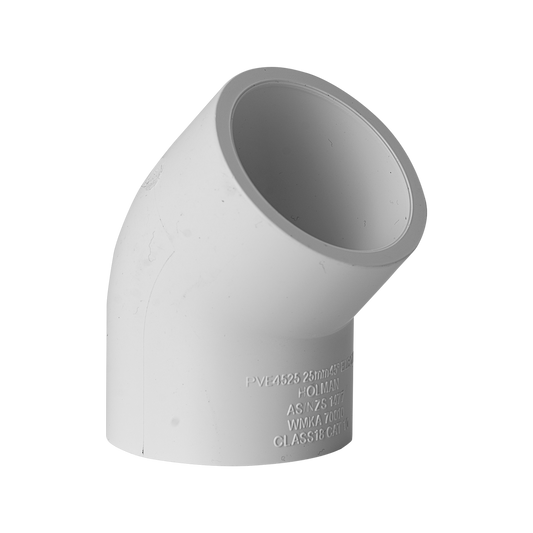 Holman PVC Elbow - 25mm x 45° - Solvent Weld - Pressure Use - Auzzistore
