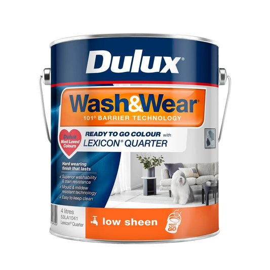 Dulux Wash&Wear Low Sheen Interior Paint - 4L - Lexicon Quarter - Stain Resistant - Auzzistore