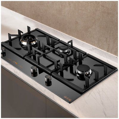Fotile 3 Burner Glass Cooktop GLG90305 Black Silver Tempered Glass