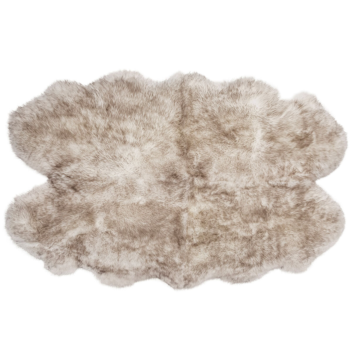 Windward Sheepskin Quad Rug Brown Tip - Luxurious Genuine Sheepskin, Handcrafted, 4 Pelt Design