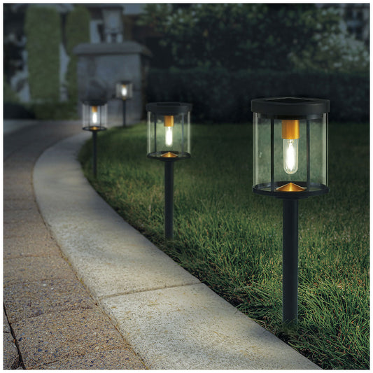 Naturally Solar GTX Solar LED Pathway Light 4 Pack, 15 Lumens, Easy Install, Black