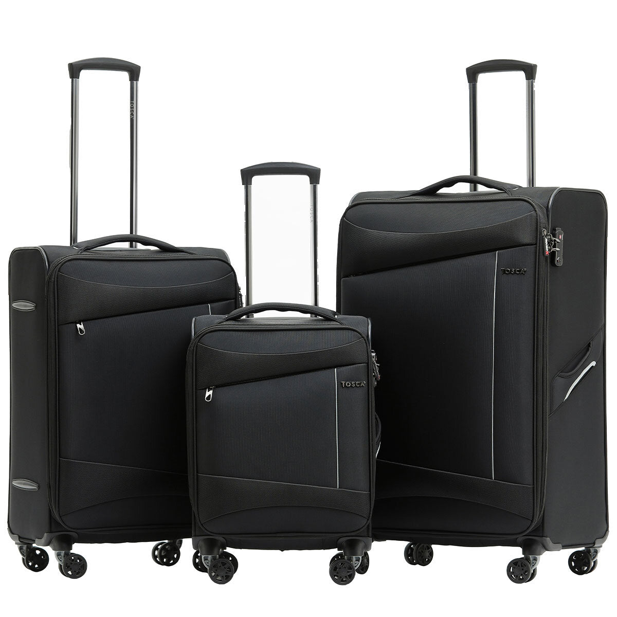 Tosca Flight Softside Luggage 3 Piece Set Black/Grey TCA787-3