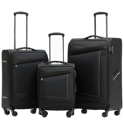 Tosca Flight Softside Luggage 3 Piece Set Black/Grey TCA787-3