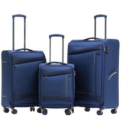 Tosca Flight Softside Luggage 3 Piece Set Navy/Yellow TCA787-3