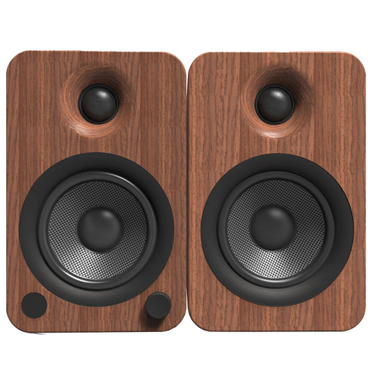 Kanto YU4 140W Powered Bookshelf Speakers Walnut - Bluetooth, Phono Preamp, 4" Drivers - Auzzistore
