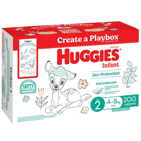 Huggies Unisex Ultimate Nappies Size 2 Infant (4-8 kg) 200 Nappies - Auzzistore
