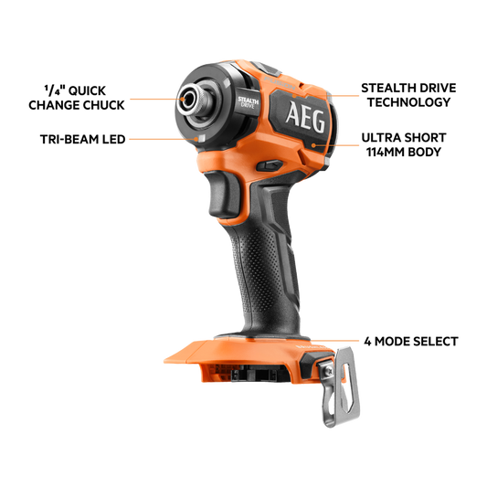 AEG 18V Fusion Stealth Impact Driver Skin - 114mm - Low Vibration – view 2