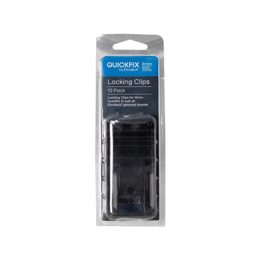 Quickfix Ekodeck 3mm Locking Clips 10 Pack - Stainless Steel - Black - Secure Fastening - Auzzistore