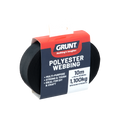 Grunt 25mm x 10m Heavy Duty Black Polyester Webbing - Strong - Pliable - 1100kg Breaking Strength