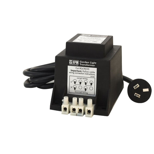 HPM 12V 200W Garden Light Transformer - Black - IP56 Rated