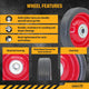 Easyroll 125mm Black Rubber Tyre - Red Metal Centre - Solid - 40kg Load
