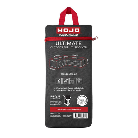 Mojo Ultimate Corner Lounge Outdoor Furniture Cover - 2600mm x 820mm x 830mm - UV & Water Resistant