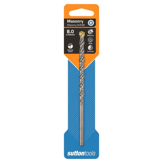Sutton Tools Masonry Drill Bit - 8mm x 150mm - Carbide Tip - Aggressive Drilling - Auzzistore