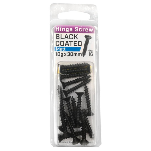 Otter Hinge Screws 10 x 30mm Black Coated - 16 Pack - Auzzistore