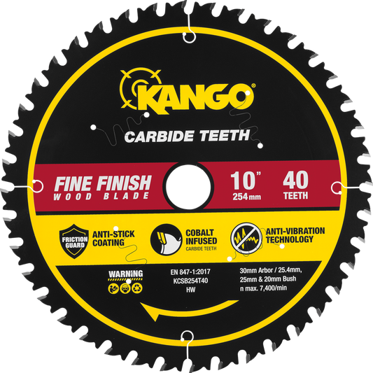 Kango 254mm 40T Wood Mitre Saw Blade - Cobalt-Infused Carbide Teeth