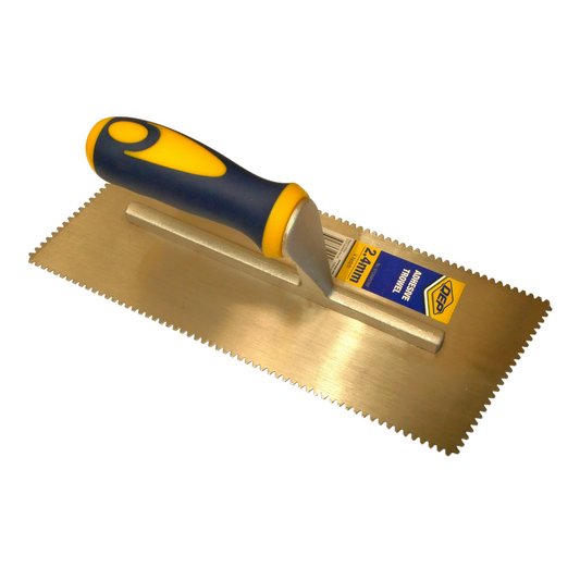 QEP Adhesive Carpet Trowel - 2.4mm V-Notch - Carbon Steel - Ergonomic Handle - Auzzistore