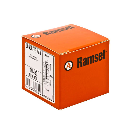 Ramset Concrete Nails with Washers 2.4 x 30mm 100 Pack - Grey - Auzzistore