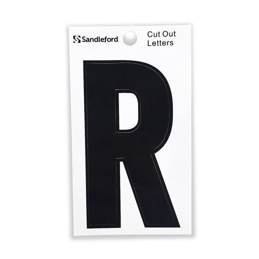 Sandleford Self Adhesive House Letter R - 85mm - Black - Durable Polycarbonate - Auzzistore