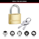 Master Lock 40mm Brass Keyed Padlock - Solid Brass - Cut Resistant