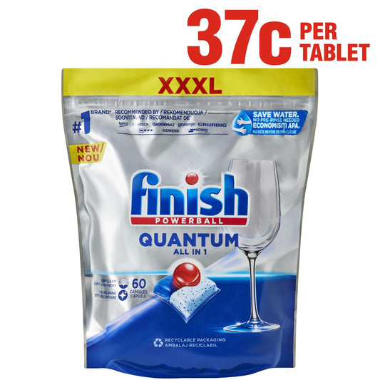 Finish Quantum 60 Pack Regular All-In-One Dishwashing Tablets