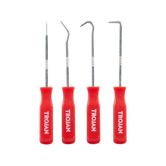 Trojan 4 Piece Pick Set - Chrome Plated Carbon Steel - 130mm x 14mm x 230mm - Durable & Versatile