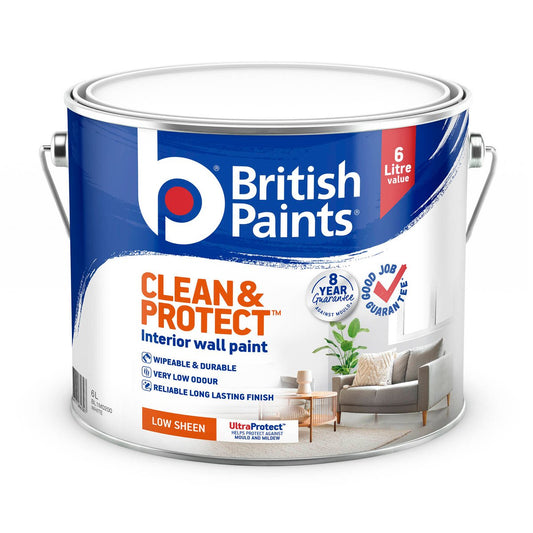 British Paints Low Sheen Interior Paint - 6L - White - Wipeable Finish - Auzzistore