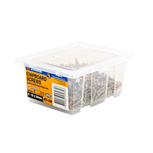 Zenith 8 Countersunk Rib Head Chipboard Screws 10 x 20mm - 500 Pack - Gold - Auzzistore